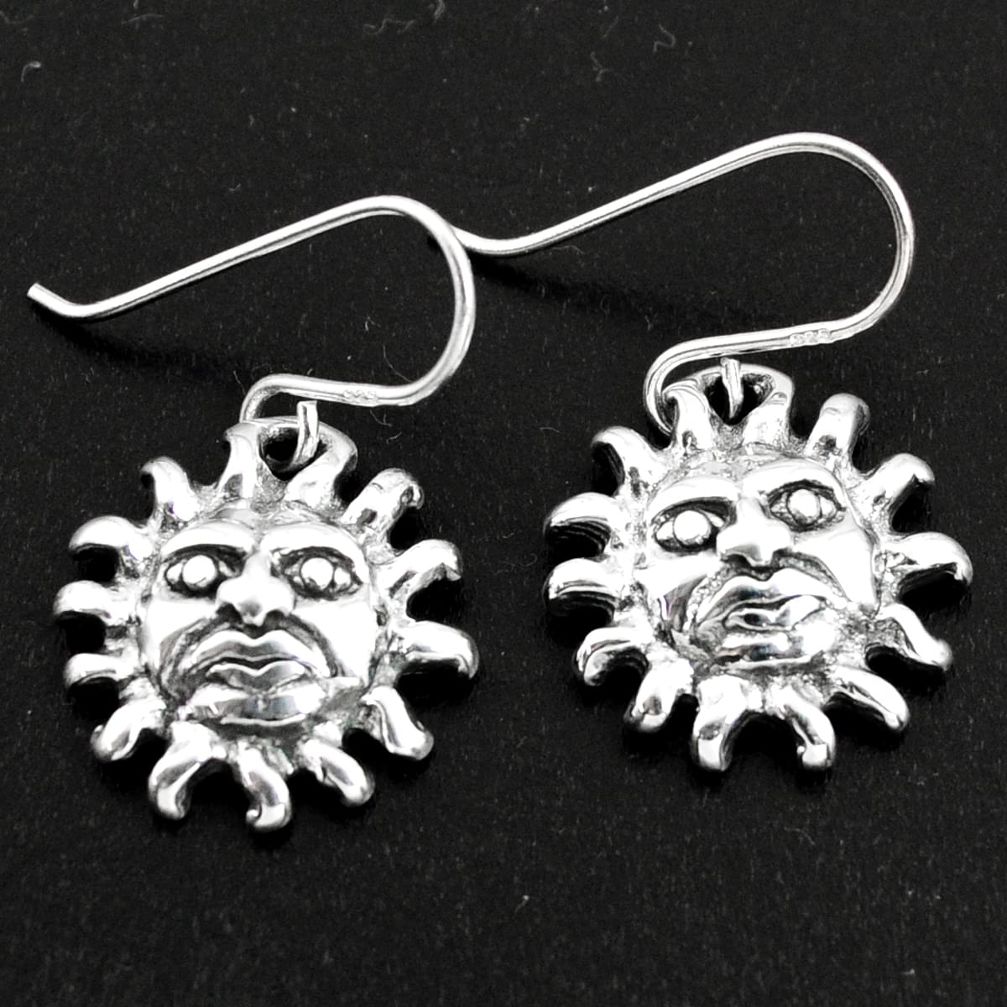 Sun face 925 sterling silver earrings good luck charm sun god blessings jewelry
